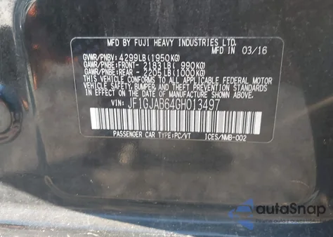 2016 Subaru Impreza 2.0I Premium z USA, uszkodzony, nr VIN JF1GJAB64GH013497